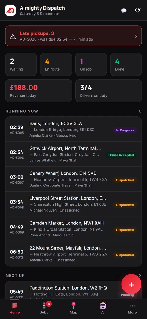 Operator app dashboard